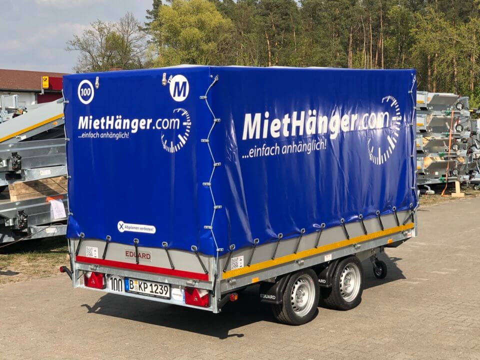 Auto Anhänger Typ Planenanhänger Größe M 1500 kg MietHänger